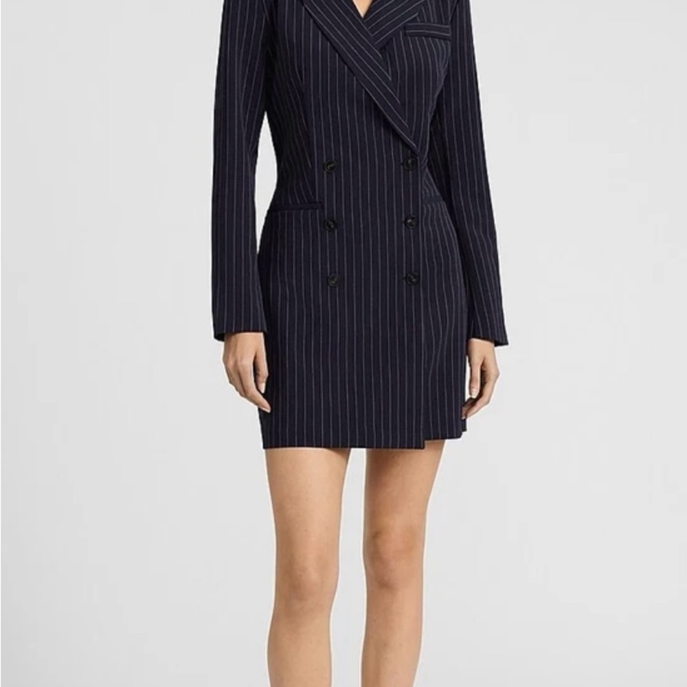 Express Navy Pinstriped Blazer Dress